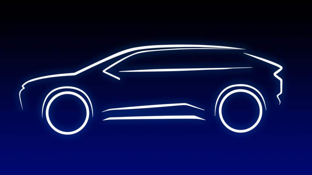 Esboço do novo carro totalmente elétrico da Toyota, que será apresentado nos próximos meses. Imagem: Toyota