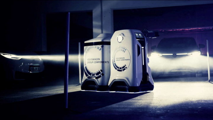 Volkswagen robôs carros elétricos carregardores