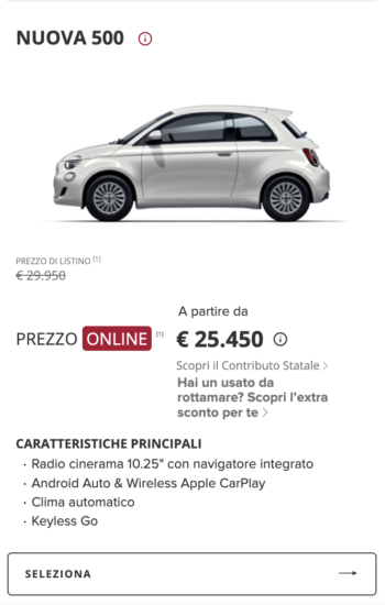 Fiat 500 100% elétrica